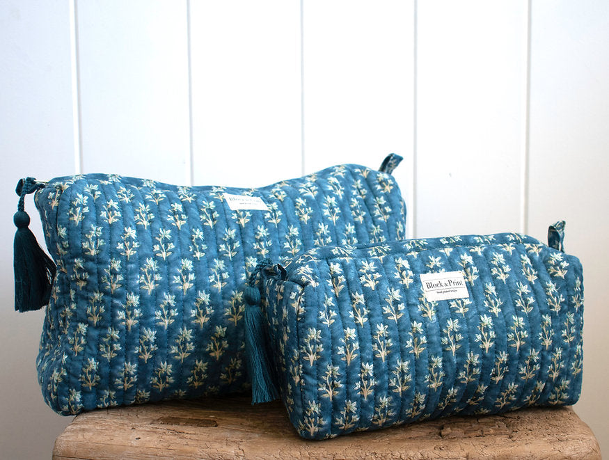 Blue Floral Make Up Bag