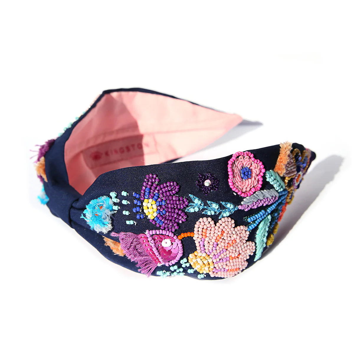 Navy Blossom Beaded Headband