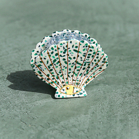 Green Terrazzo Shell Hair Clip