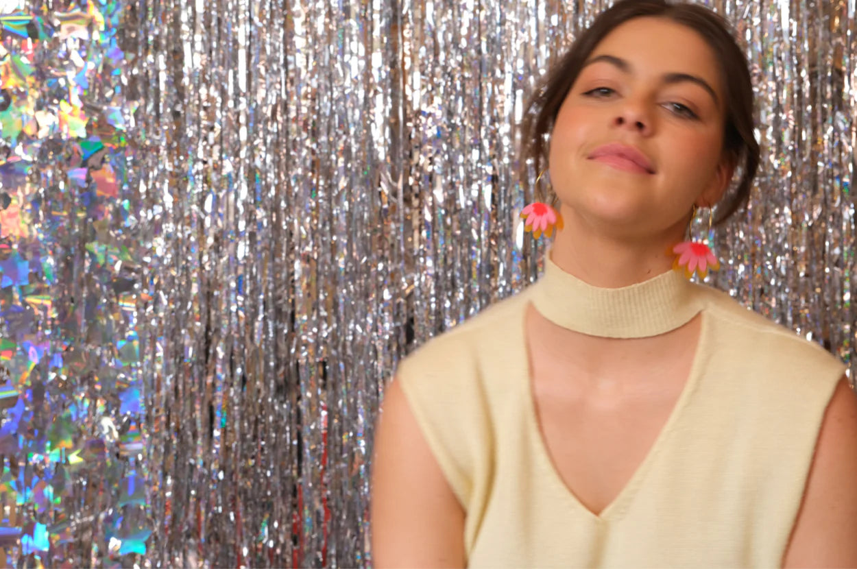 Roller Derby Earring Red