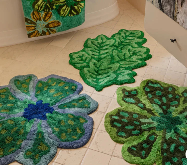 Green Flower Bath Mat