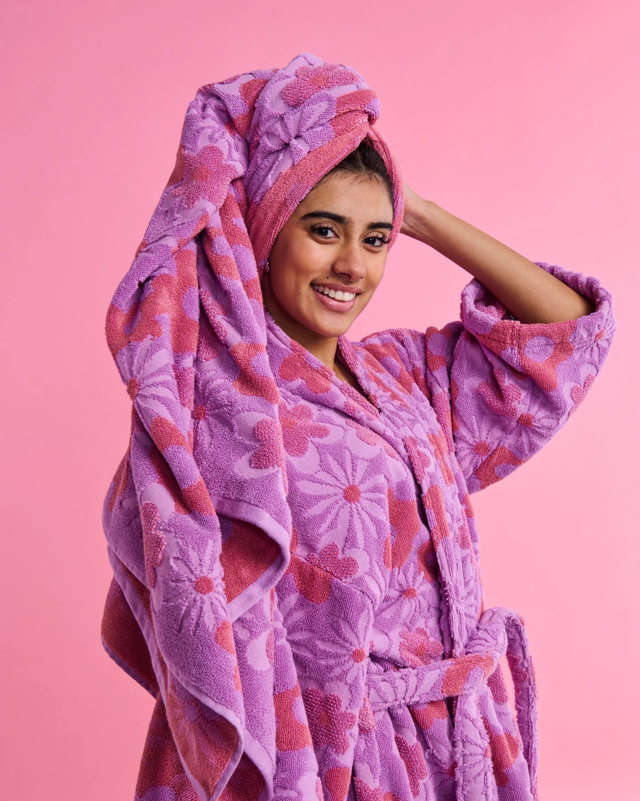 Peach Fleur Terry Bath Sheet