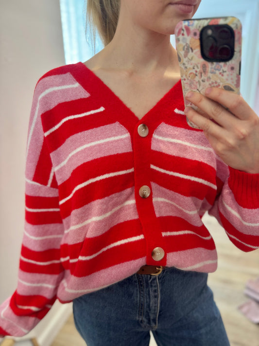 Bedford Cardi Pink Red