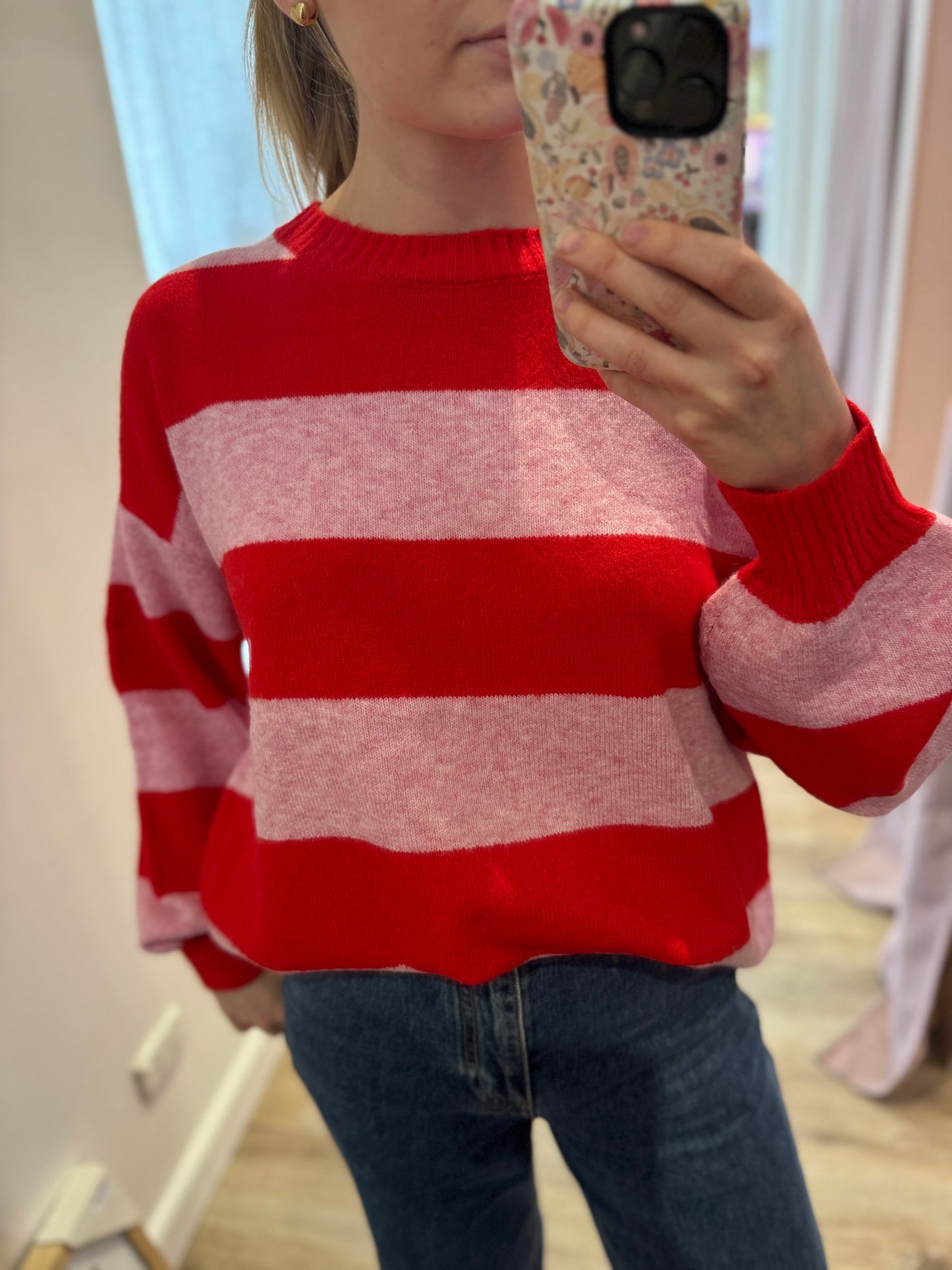 Brady Knit Red + Pink