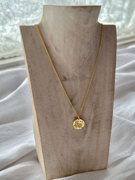 Engraved Flower Necklace