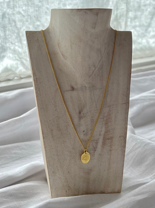Engraved Rose Necklace