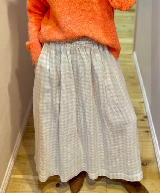 Elsie Skirt Natural Gingham