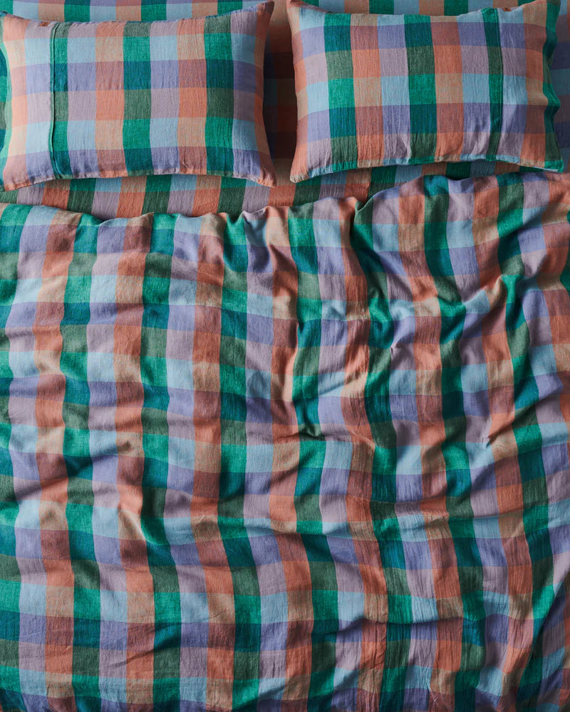 Skyline Tartan Linen Quilt Cover