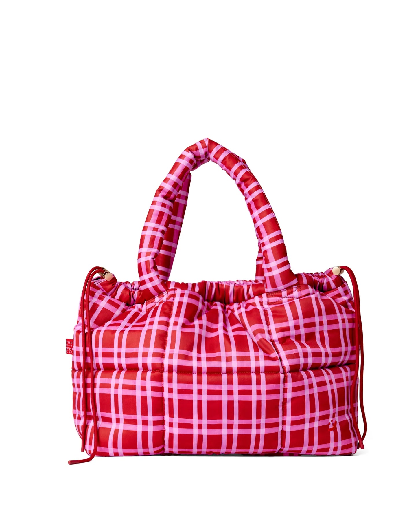 Red and white checkered bag on a white background