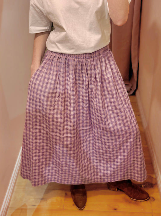 Elsie Skirt Lilac Check