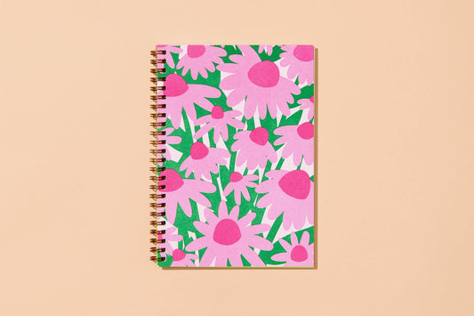 Letterpress A5 Spiral Notebook - Coneflower