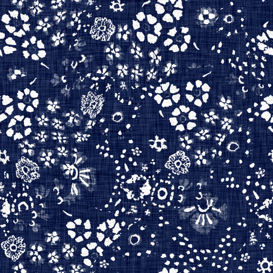 Indigo Distressed Dahlia Shower Cap