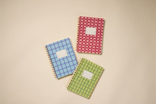 Tulip Twin Wire Notebook - Small Green Lattice