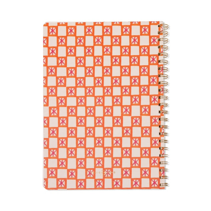 Tulip Twin Wire Notebook - Large Orange Check