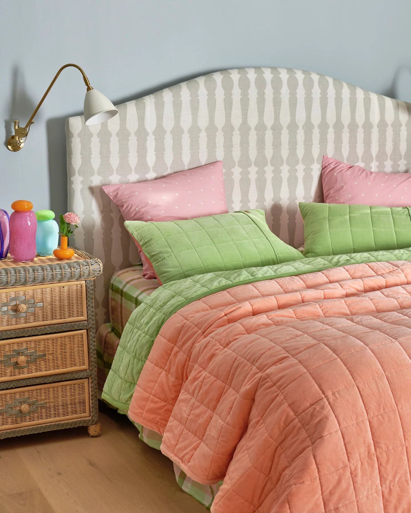 Peach Nile Velvet Quilted Bedspread