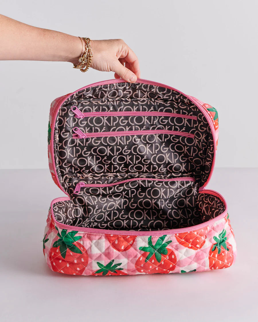 Strawberry Jam Quilted Cotton Toiletry Case