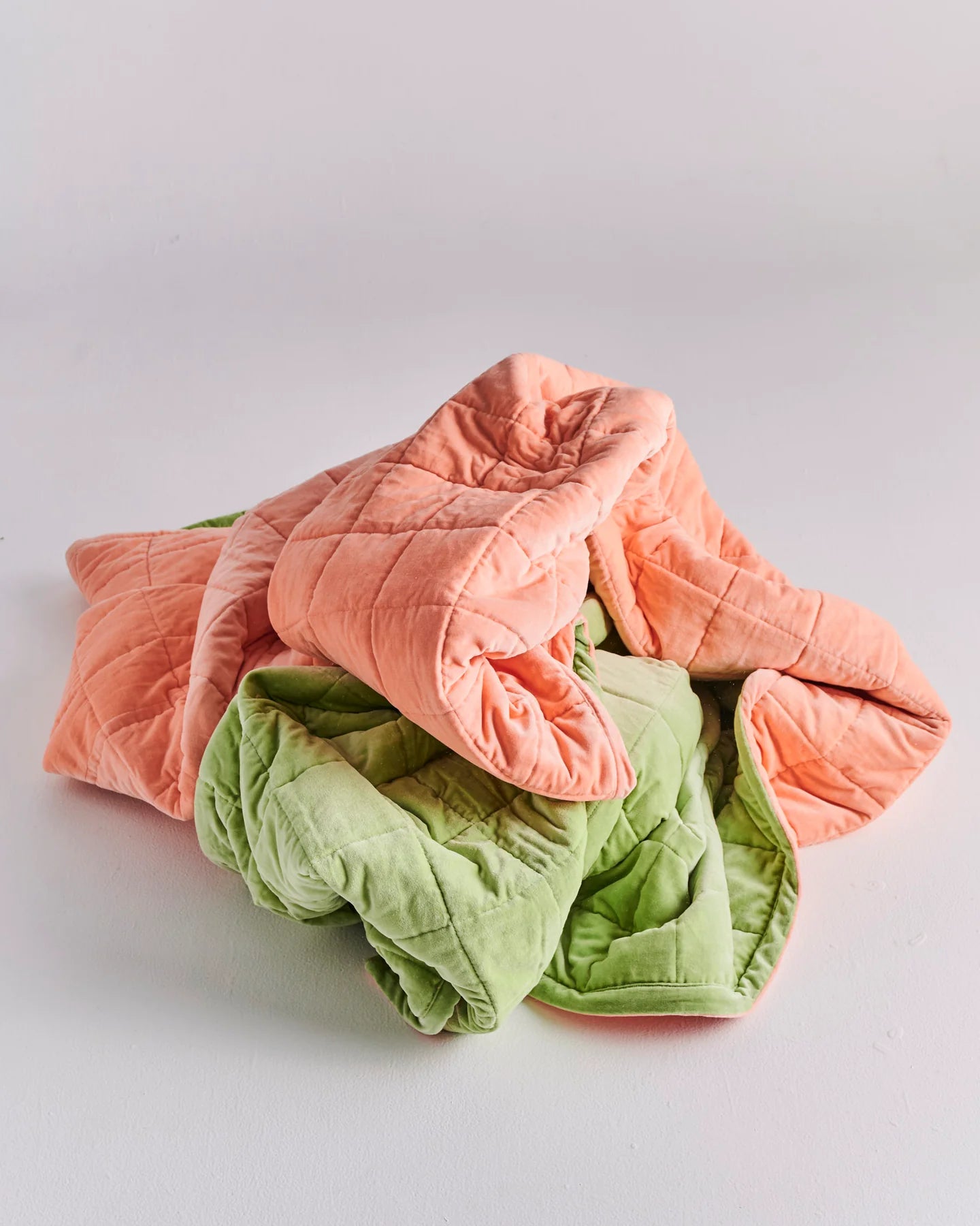 Peach Nile Velvet Quilted Bedspread