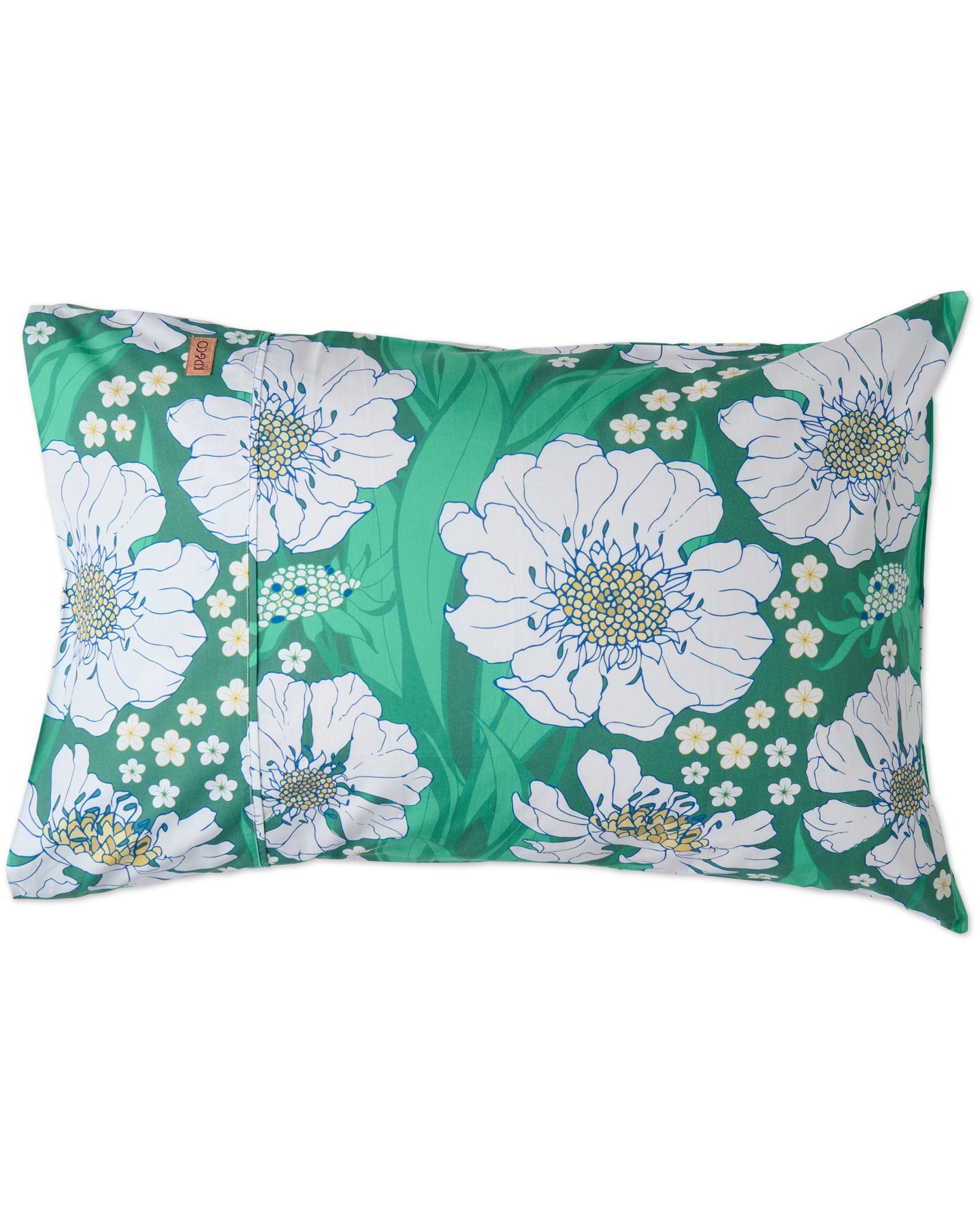 Tumbling Flowers Green Cotton Pillowcases