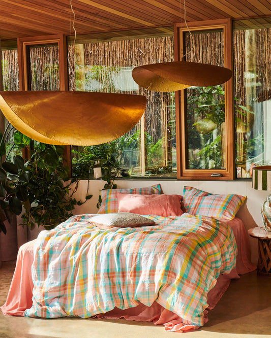 Paradise Tartan Linen Quilt Cover