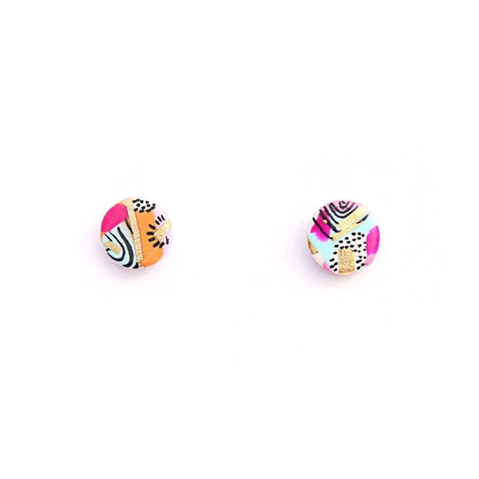 Handpainted Pink Studs