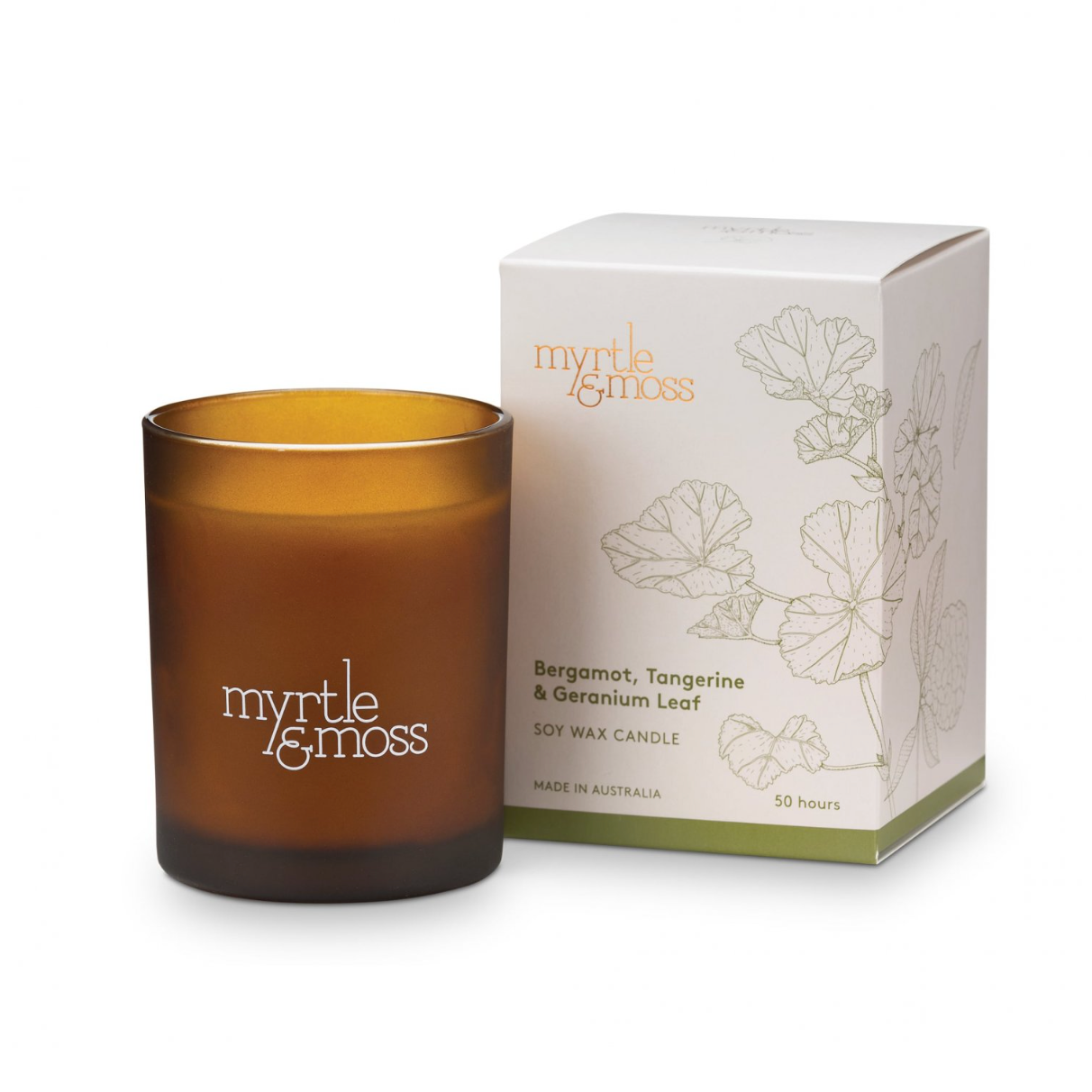 Soy Wax Candle - Bergamot Rind, Tangerine + Geranium Leaf