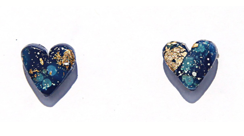 Midnight Heart Studs