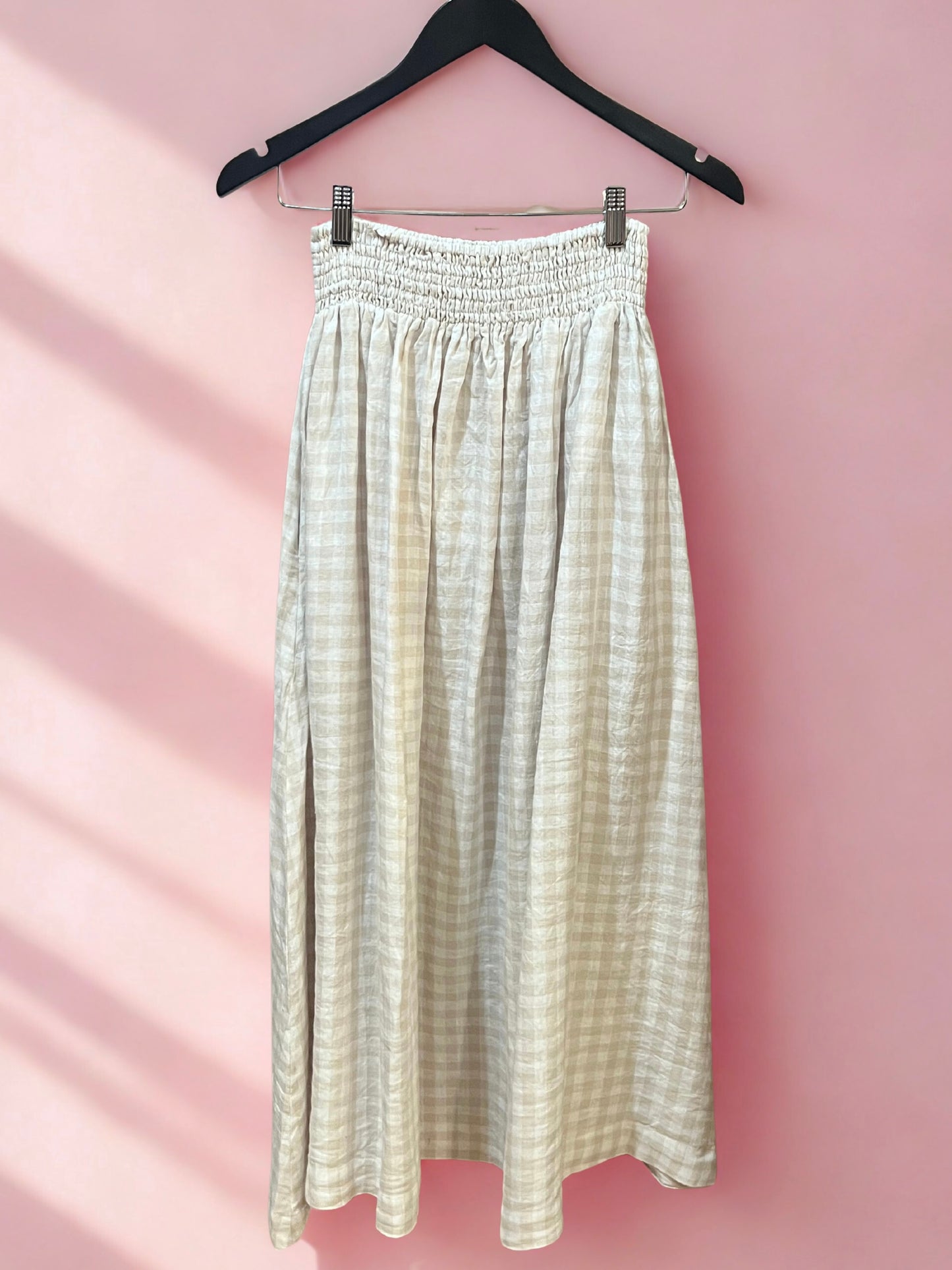 Elsie Skirt Natural Gingham