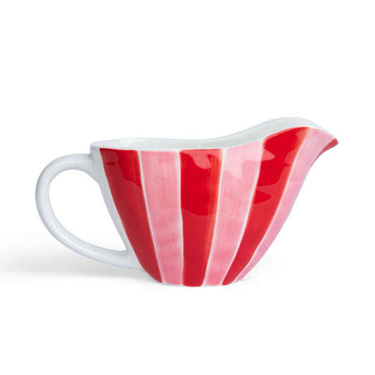 Ceramic Gravy Jug Pink & Red Stripe