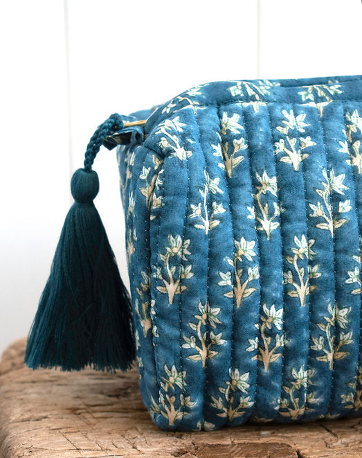 Blue Floral Make Up Bag