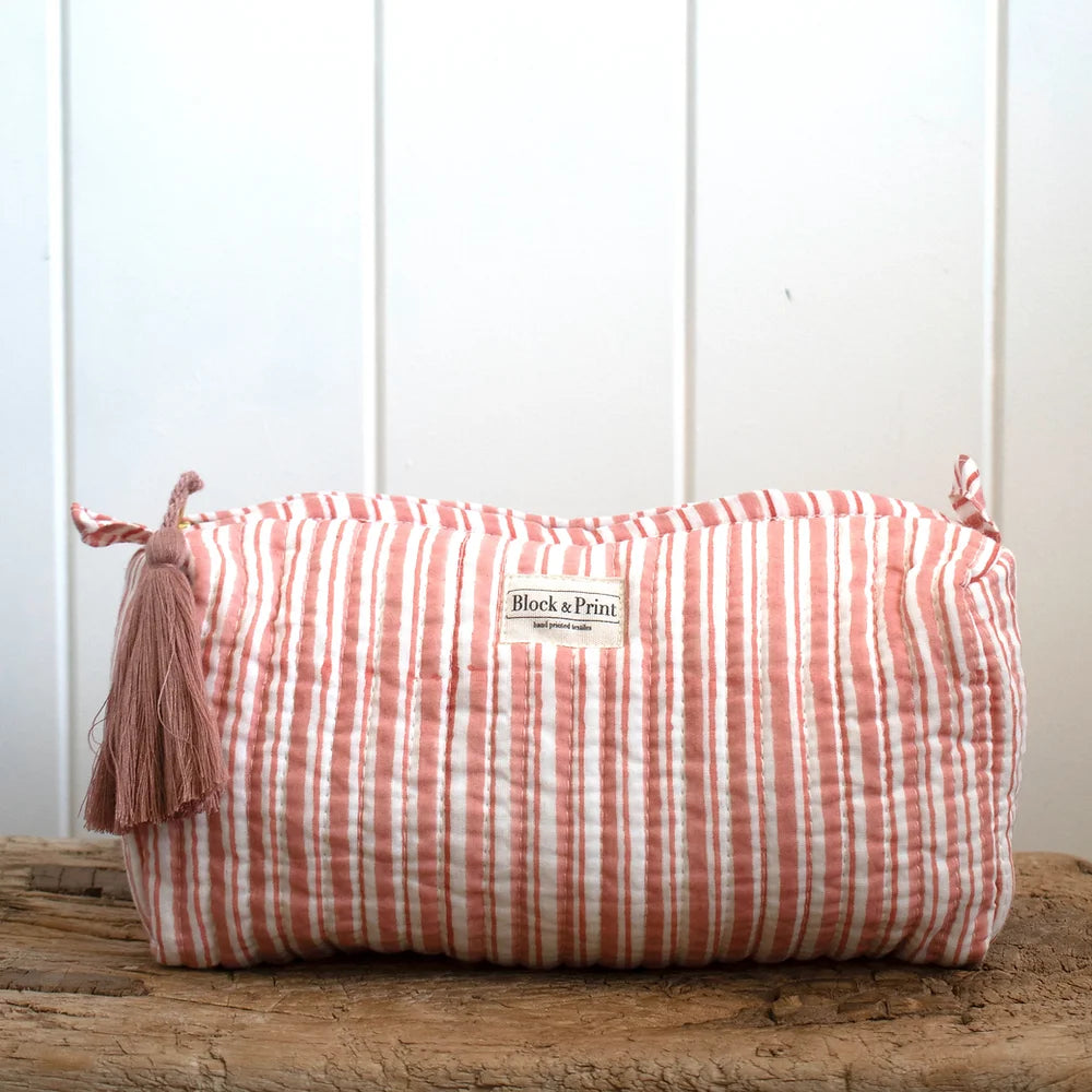 Pink Stripe Make Up Bag