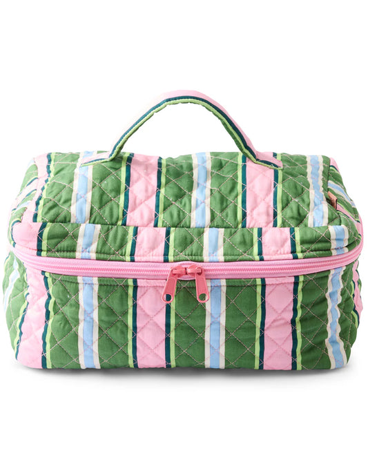 Cactus Stripe Quilted Cotton Toiletry Case