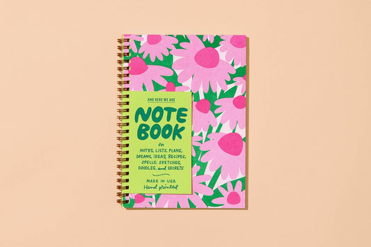 Letterpress A5 Spiral Notebook - Coneflower
