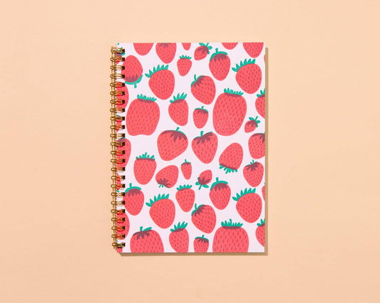 Letterpress A5 Spiral Notebook - Strawberry