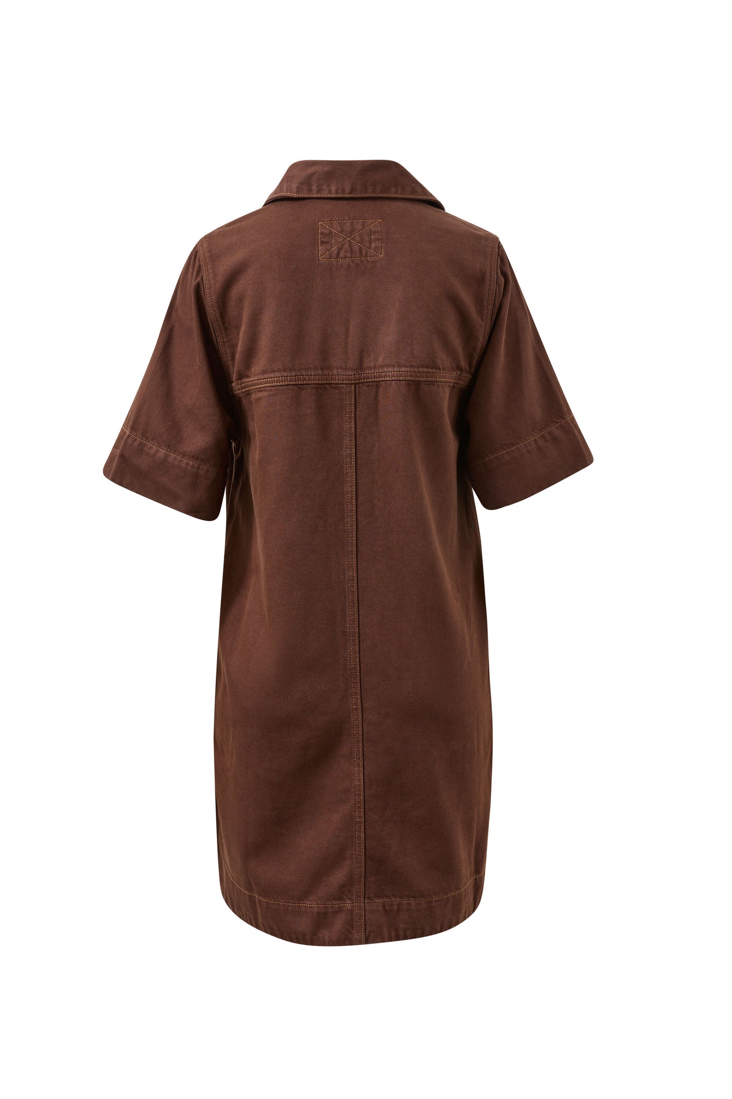 Brown shirt dress on a white background