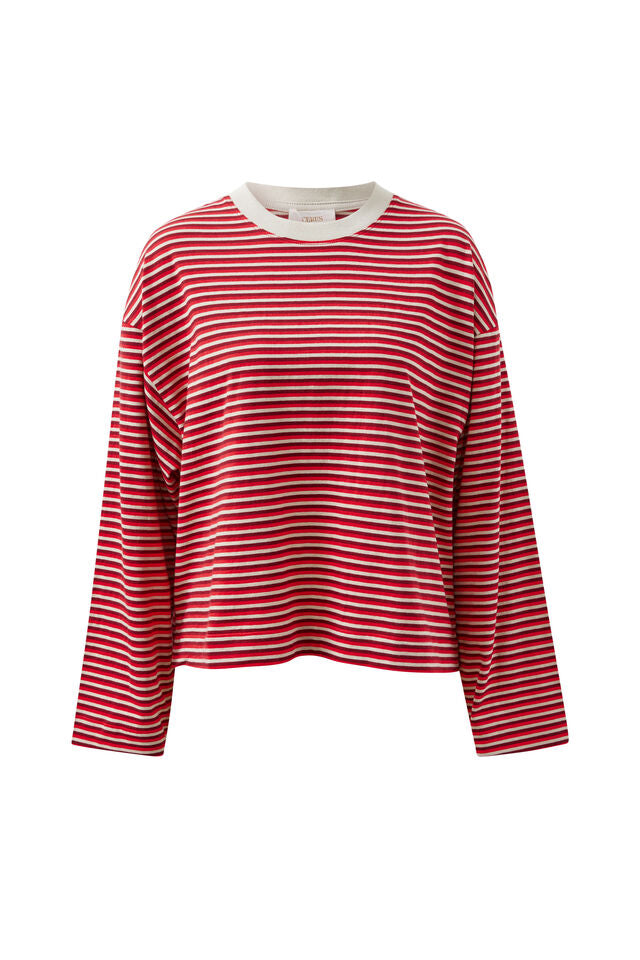 Red and white striped sweater on a white background