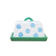 Cornflower + Green Polka Dot