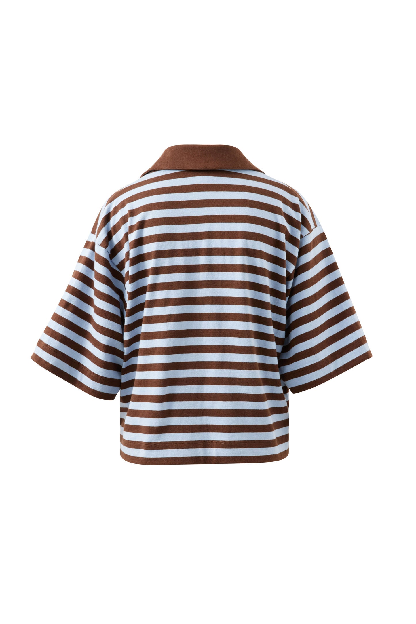 Brown and white striped shirt on a white background