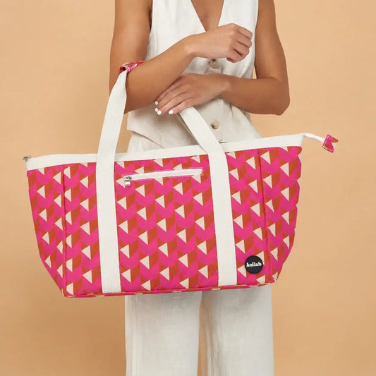 Woman holds tote bag 