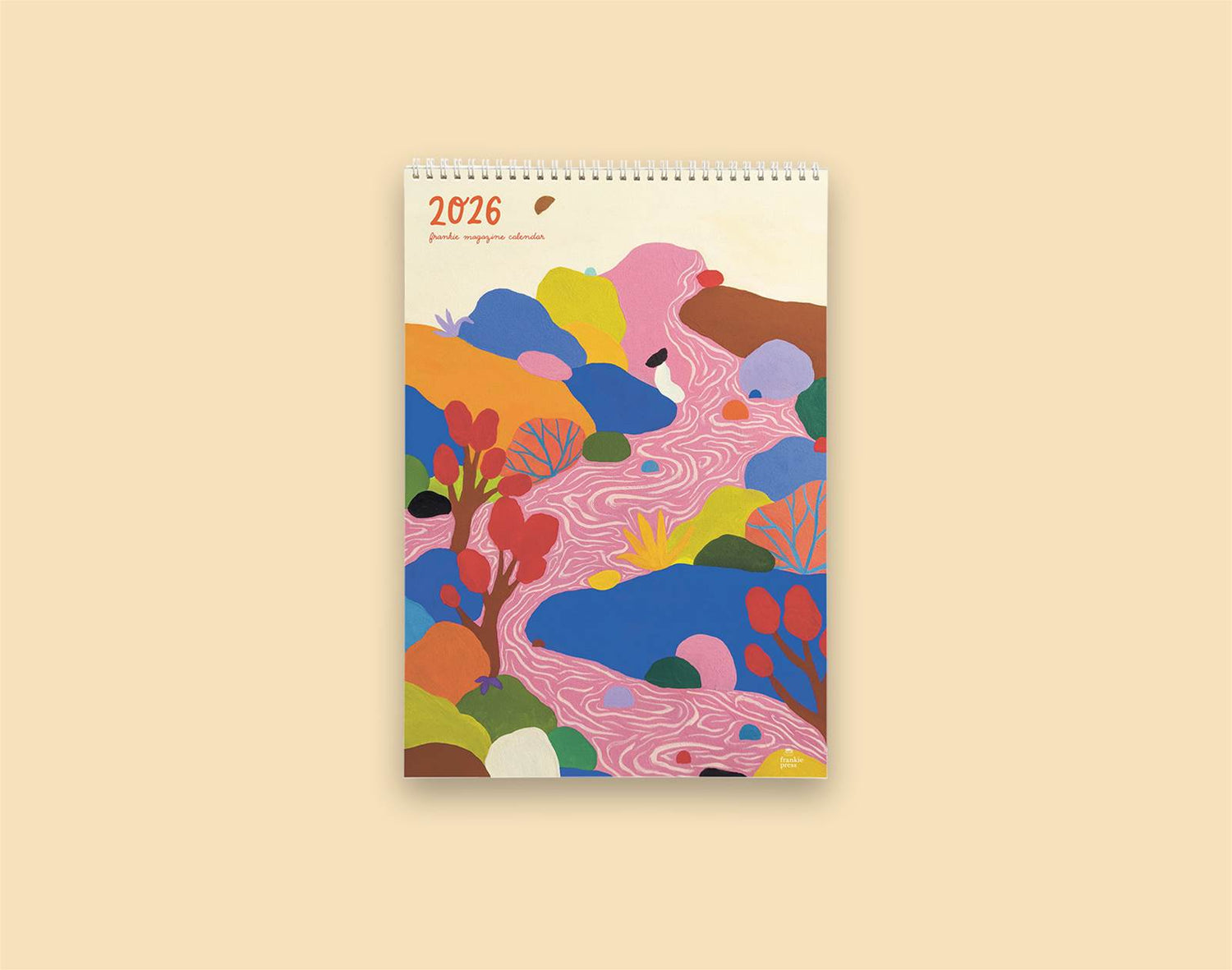 Colorful calendar with abstract design on a beige background