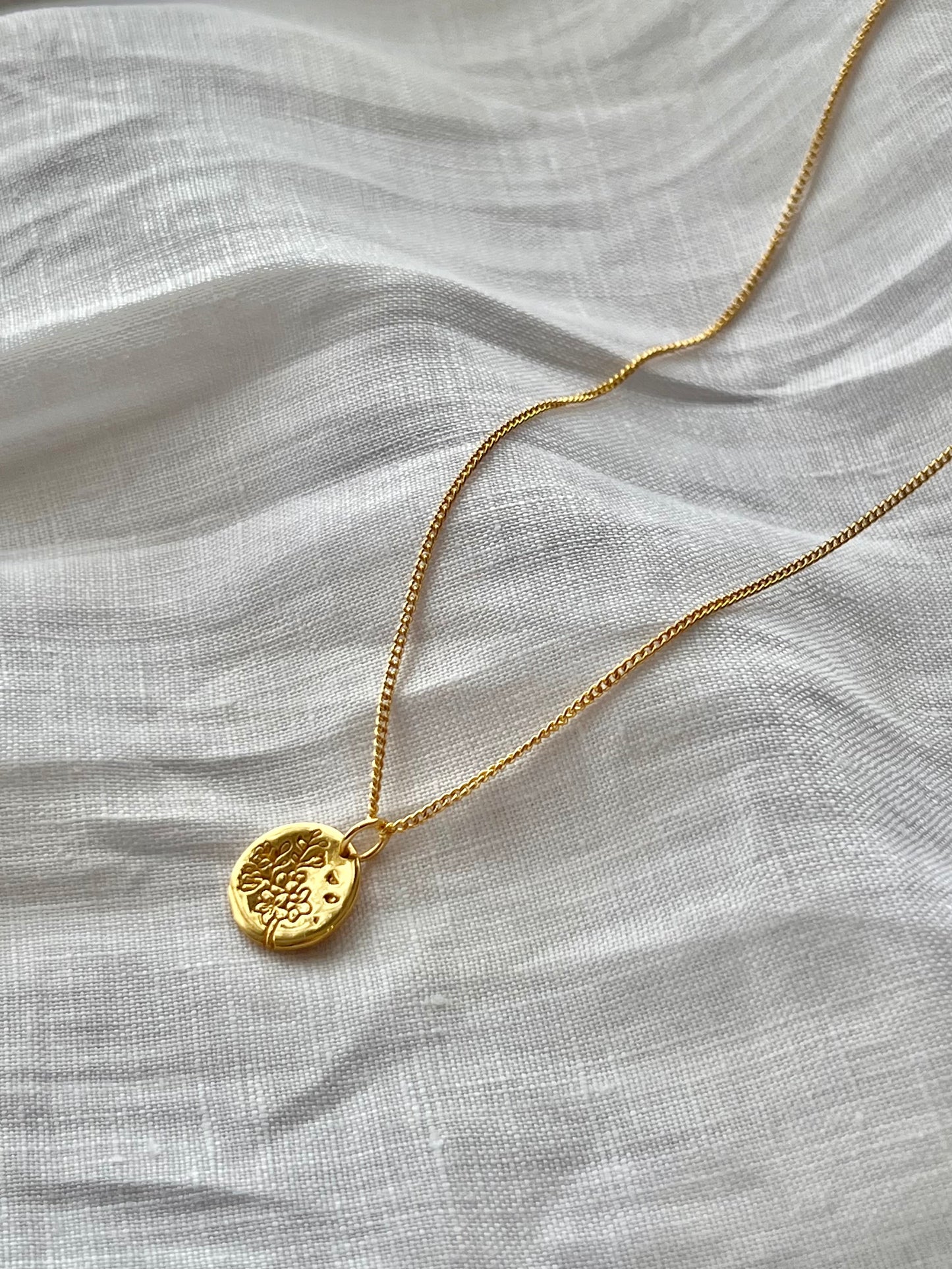 Engraved Flower Necklace