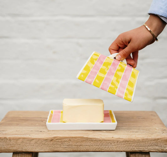 Pink + Yellow Butter Dish