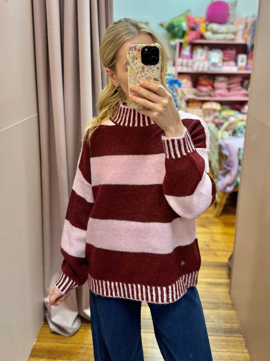 Tilly Stripe Knit Wine