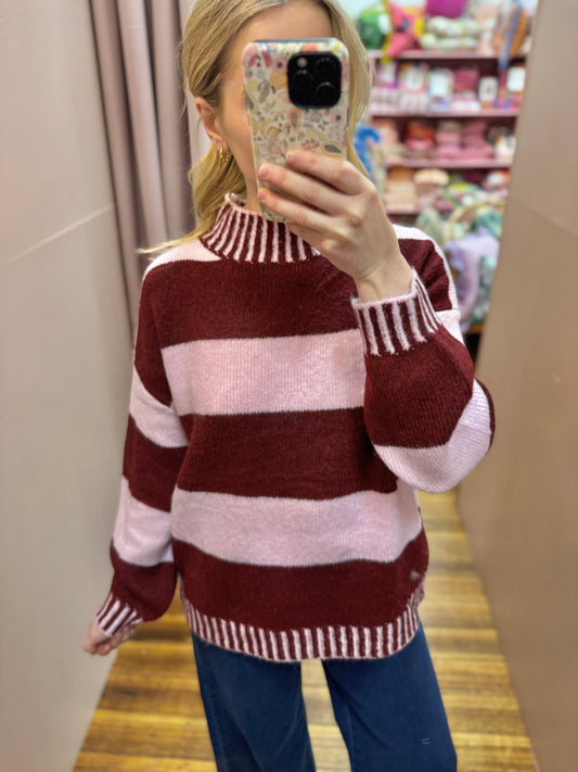 Tilly Stripe Knit Wine