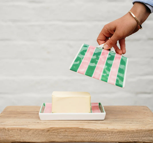 Pink + Green Butter Dish