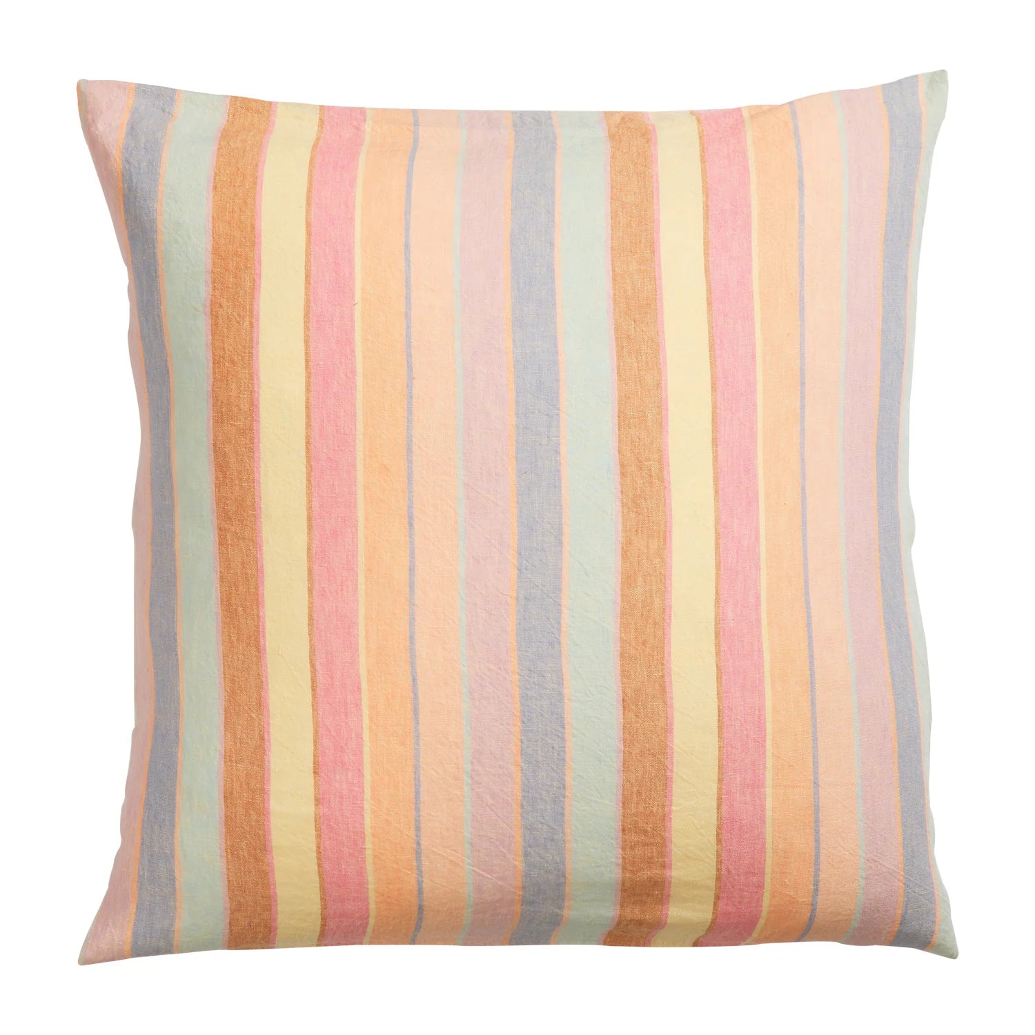 Striped euro pillowcase with pastel colors on a white background. Available at Hello Darling Store in Albury and Beechworth.