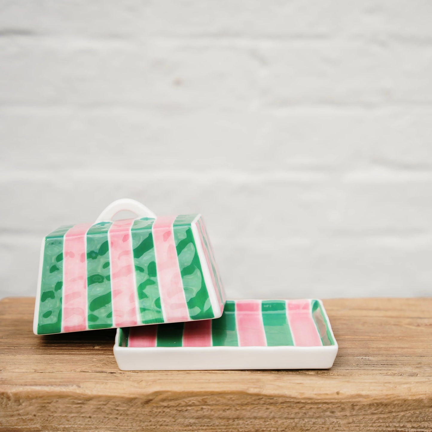 Pink + Green Butter Dish