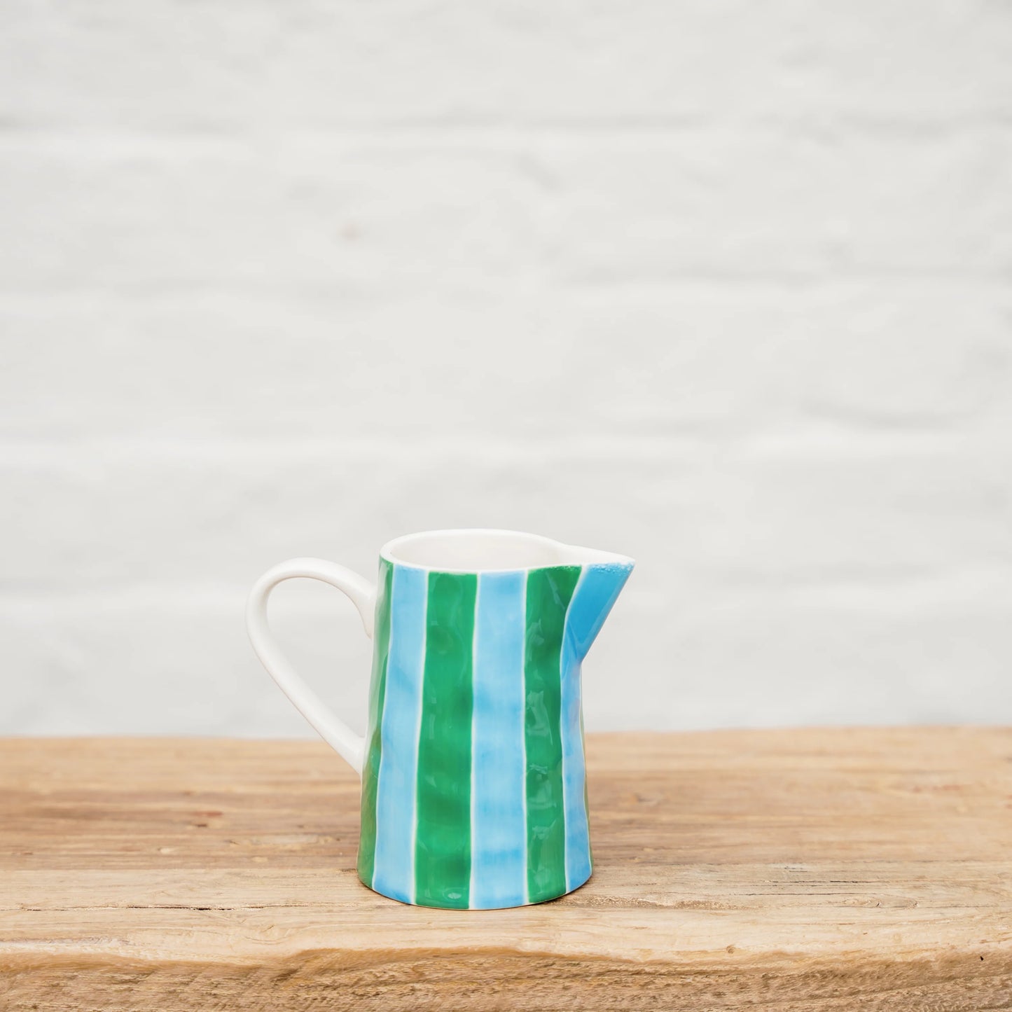 Milk Jug - Cornflower + Green Stripes