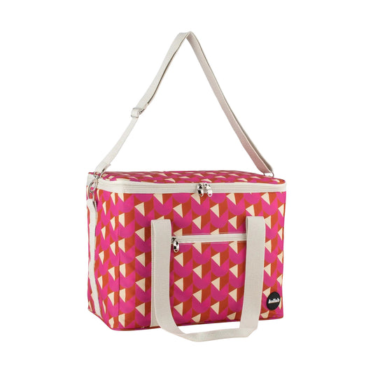 Picnic bag sits on white background
