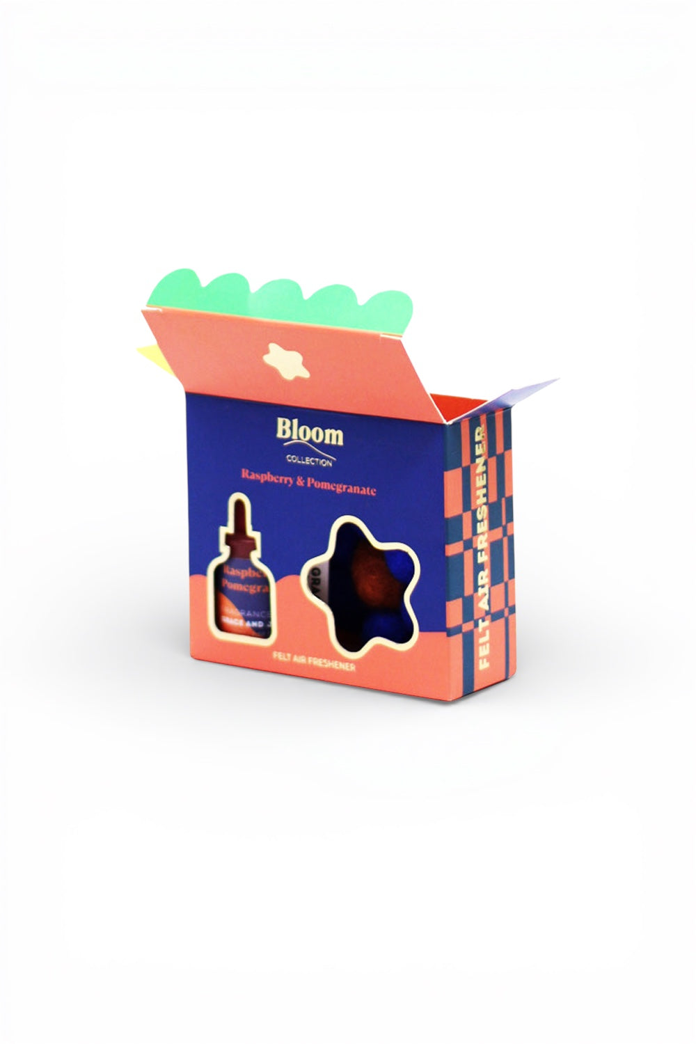 Box with a dropper and flower-shaped window on a white background