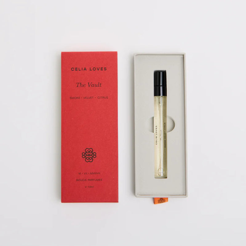 Celia Loves perfume sample and packaging on a white background